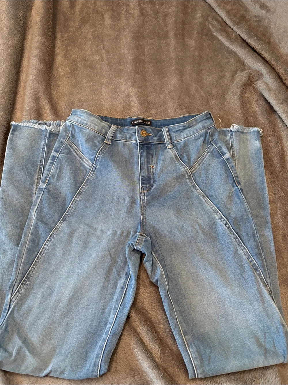 Sincerely Jules Light Blue Wide Leg Flared Jeans - Picture 2 of 4